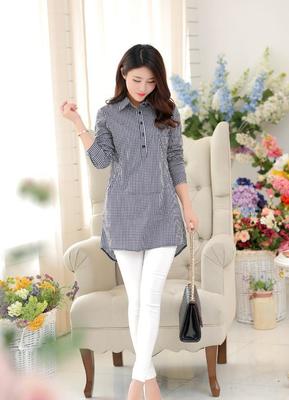 2015春季新款全棉中長款格子襯衫 舒適時尚的女士長袖襯衣批發與零售指南
